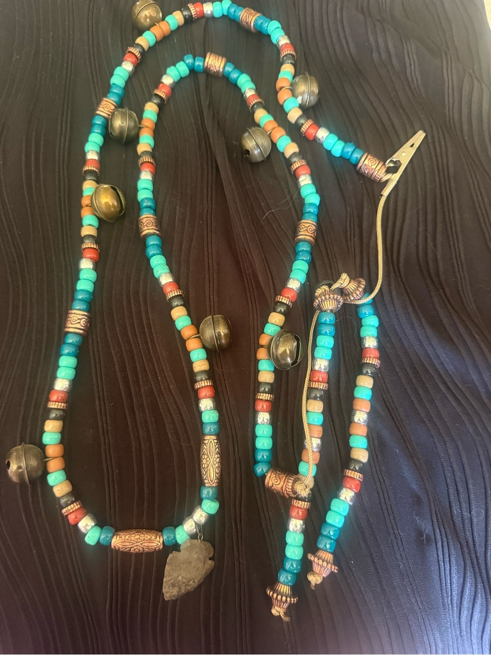 Horse Rhythm Beads Turquoise Beaded Pendant Necklace with Copper Accents